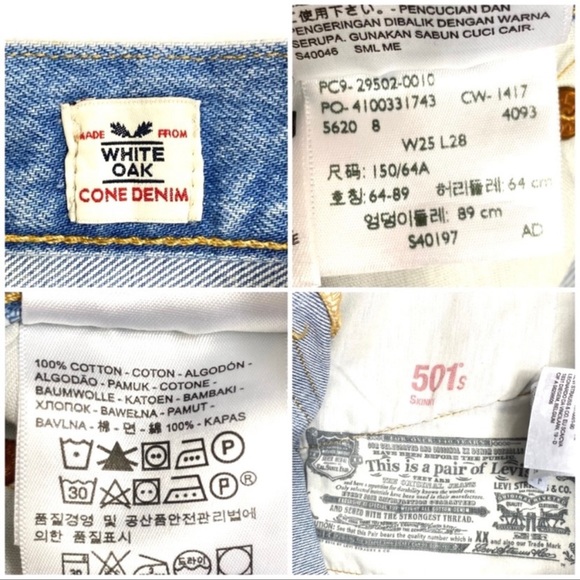 Levi’s 501s High Rise Selvage White OAK Skinny Jeans Button Fly light Washed - Picture 6 of 12